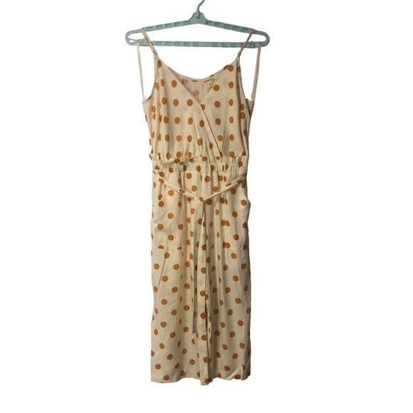 Monteau Womens Beige Polka Dots Escapada Sleeveless Summer Jumpsuit Size PM NWT - Picture 1 of 5